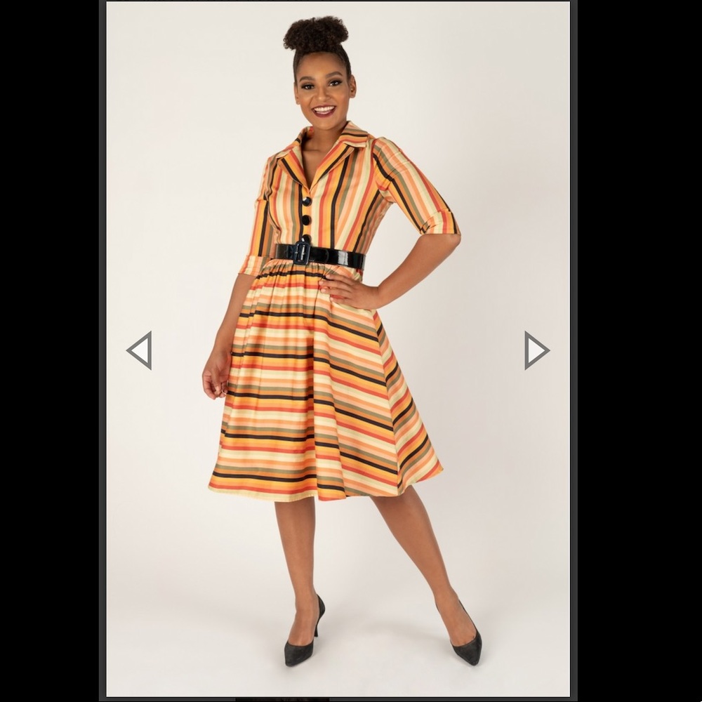 Tatyana Spice Striped Retro Dress